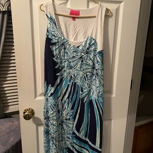 Lilly Pulitzer Blue and White Midi Dress